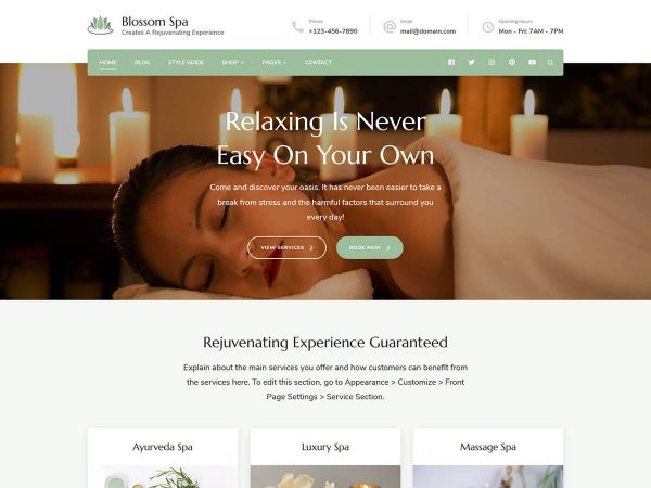 Blossom Spa Free wordpress theme overview