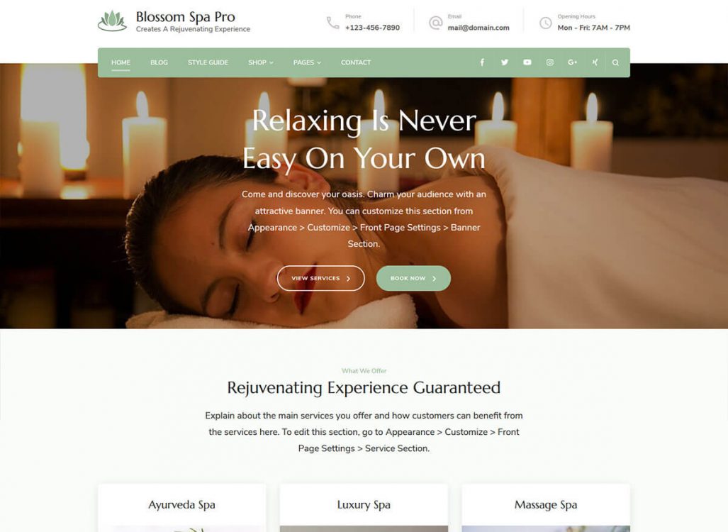 Blossom Spa Pro WordPress Theme