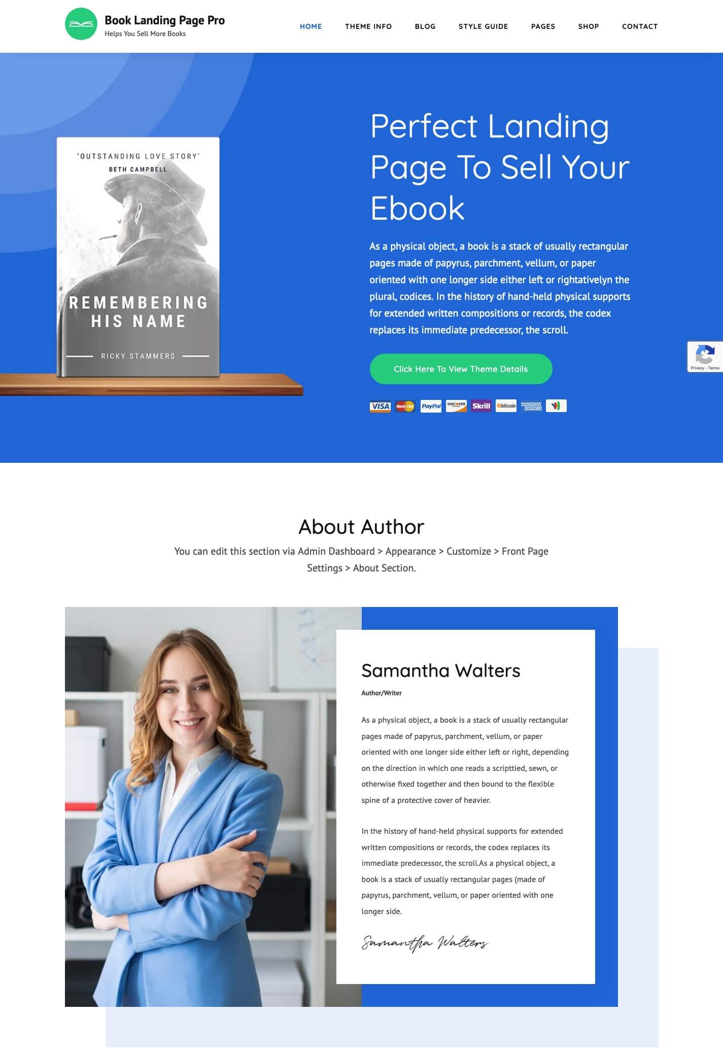 Book Landing Page Pro