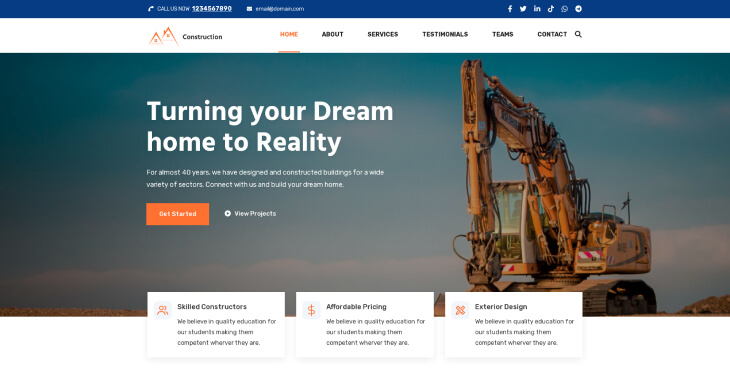 Construction Landing Page- Epic Construction template