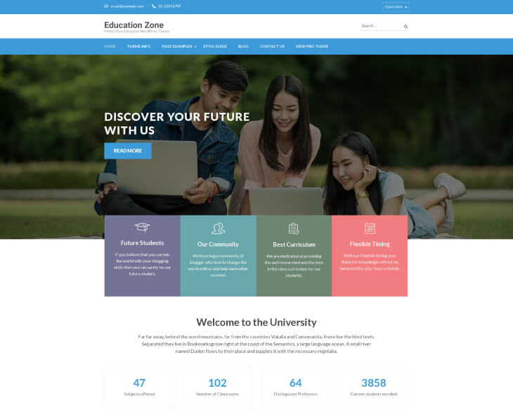 Education Zone – Perfect Free Education WordPress Theme