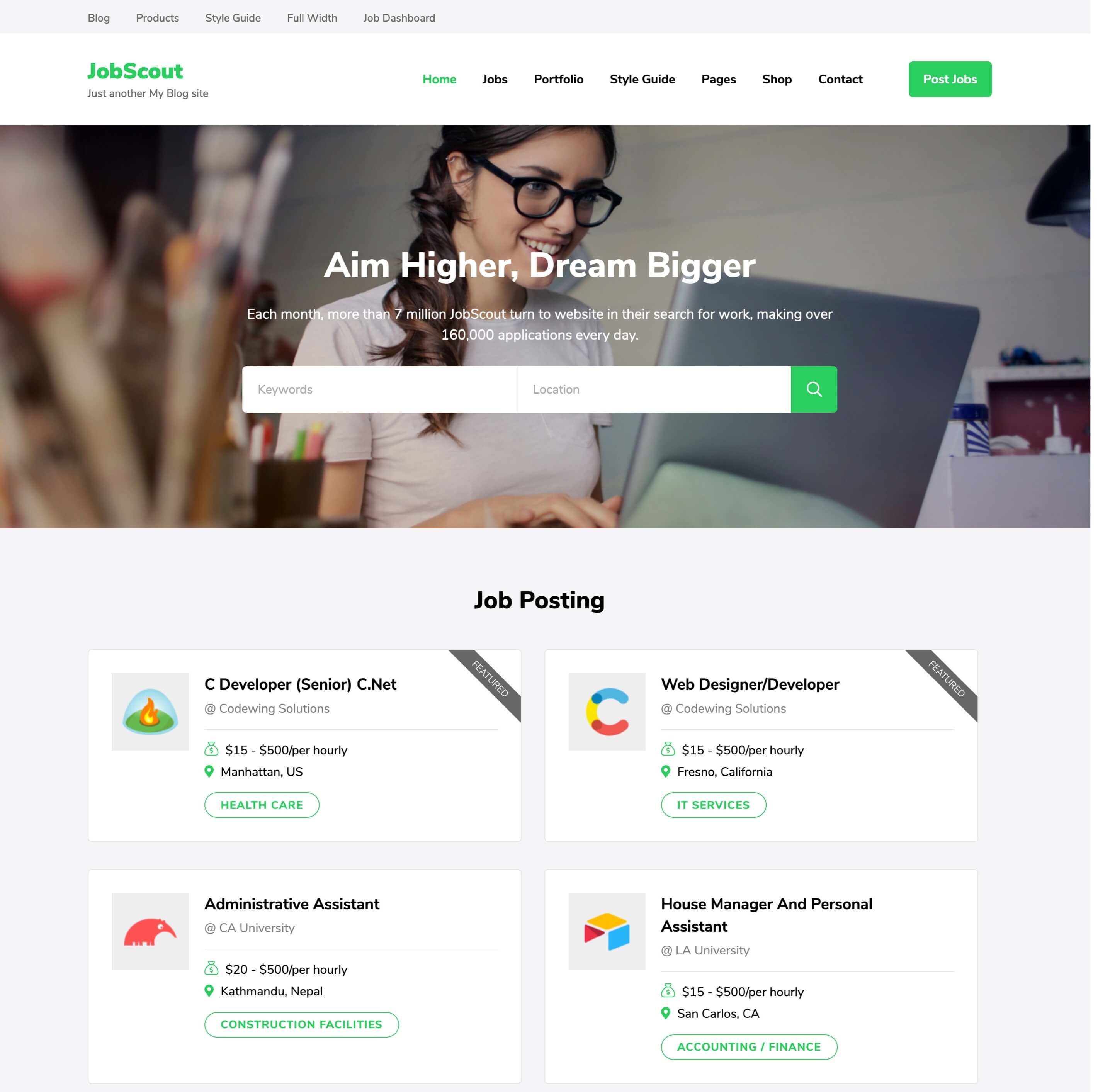 JobScout Free Job Board WordPress Theme