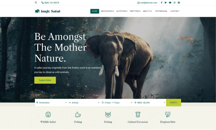 Travel Agency Pro- Jungle Safari template