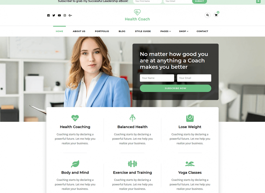 Blossom Health Coach WordPress Theme