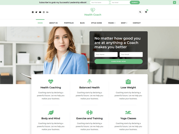 Blossom Health Coach WordPress Theme